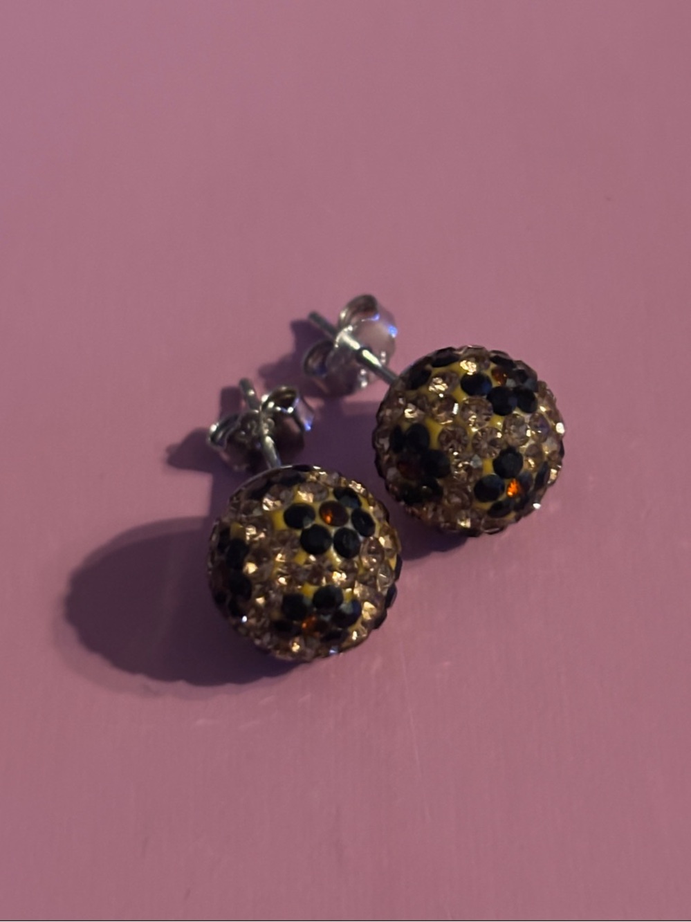 3/$15 - Leopard Pattern Crystal Stud Ball Earrings